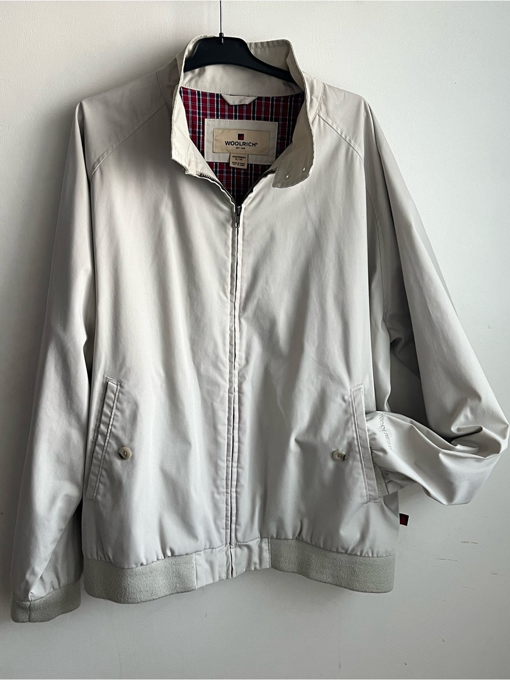Vintage Y2K Woolrich Men's Full-Zip Jacket - Cream / Red Plaid Lining - Size XL